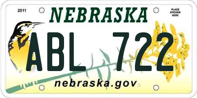 NE license plate ABL722