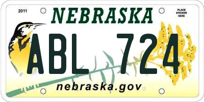 NE license plate ABL724