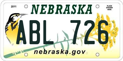 NE license plate ABL726