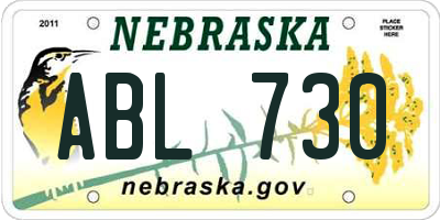 NE license plate ABL730