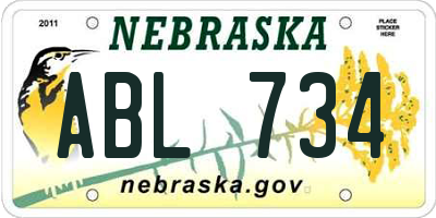 NE license plate ABL734