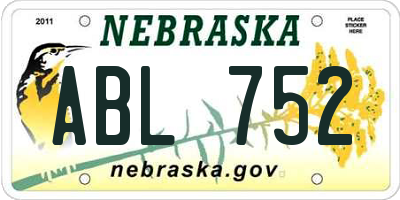 NE license plate ABL752
