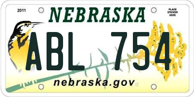 NE license plate ABL754