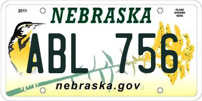 NE license plate ABL756