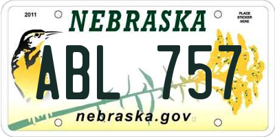 NE license plate ABL757