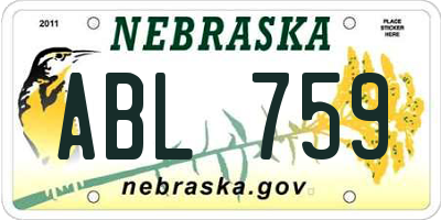 NE license plate ABL759