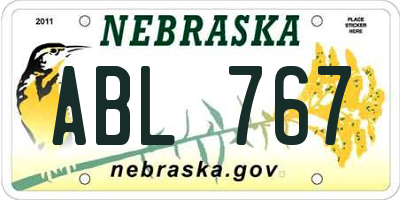 NE license plate ABL767