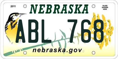 NE license plate ABL768