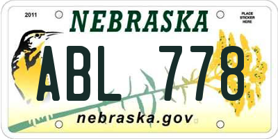 NE license plate ABL778