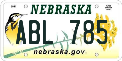 NE license plate ABL785