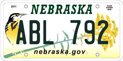 NE license plate ABL792
