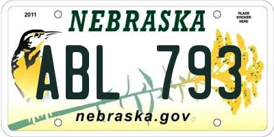 NE license plate ABL793