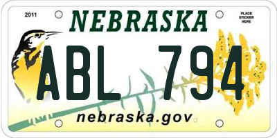 NE license plate ABL794