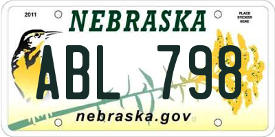 NE license plate ABL798