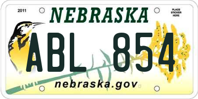 NE license plate ABL854