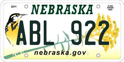 NE license plate ABL922