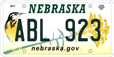 NE license plate ABL923