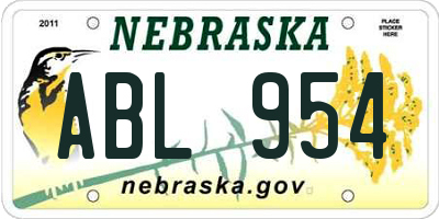 NE license plate ABL954