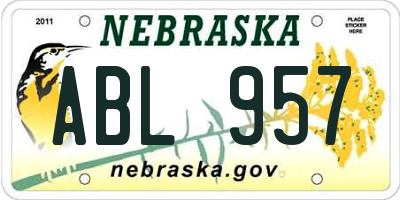 NE license plate ABL957