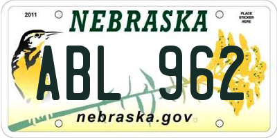 NE license plate ABL962