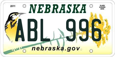NE license plate ABL996