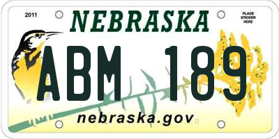 NE license plate ABM189