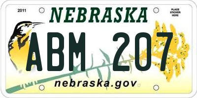 NE license plate ABM207