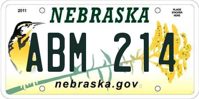 NE license plate ABM214