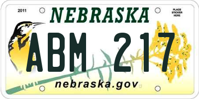 NE license plate ABM217
