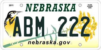 NE license plate ABM222