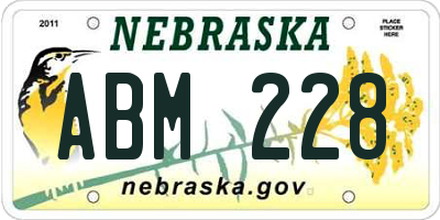 NE license plate ABM228