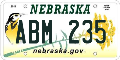 NE license plate ABM235