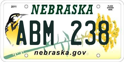 NE license plate ABM238