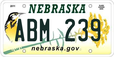 NE license plate ABM239