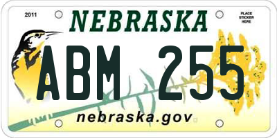NE license plate ABM255