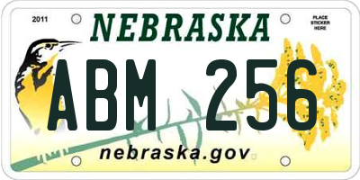 NE license plate ABM256