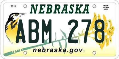 NE license plate ABM278