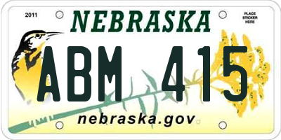 NE license plate ABM415