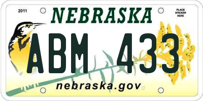 NE license plate ABM433