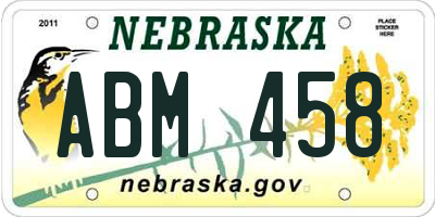 NE license plate ABM458