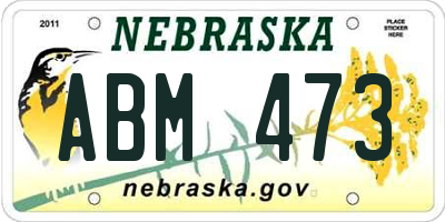 NE license plate ABM473