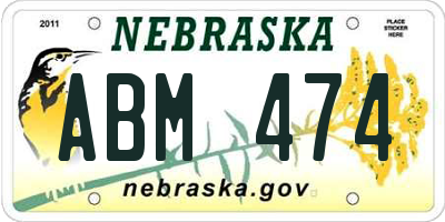 NE license plate ABM474
