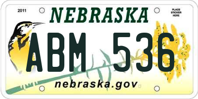 NE license plate ABM536