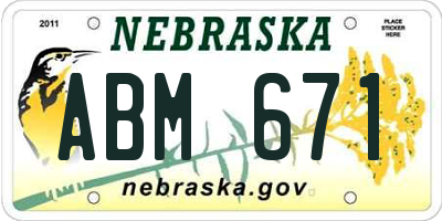 NE license plate ABM671