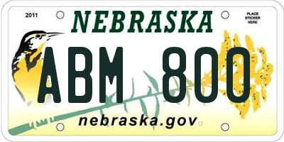 NE license plate ABM800