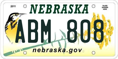 NE license plate ABM808