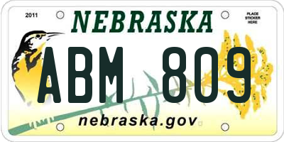 NE license plate ABM809