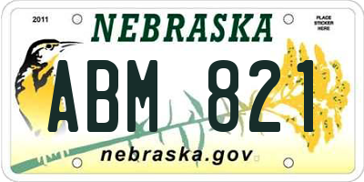NE license plate ABM821