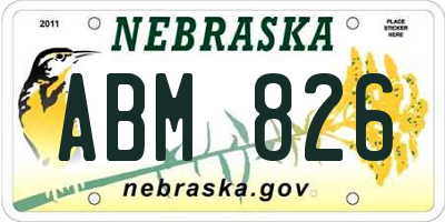 NE license plate ABM826