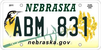 NE license plate ABM831